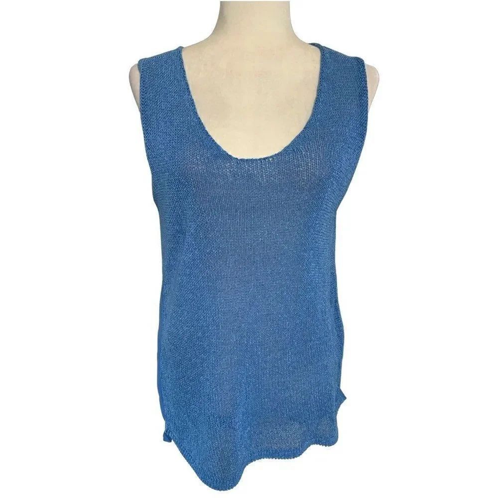 zara knit womens solid v neck mesh sheer tank top blouse medium